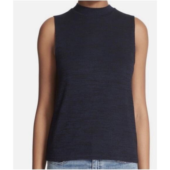 rag & bone Tops - Rag & Bone Hudson Mock Neck Tank Top Petite Small Sleeveless Blue Minimalist